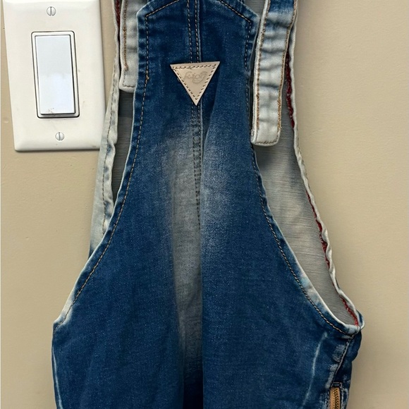Marin kiog distressed denim jeans overalls mini dress women's size XS - Picture 4 of 9